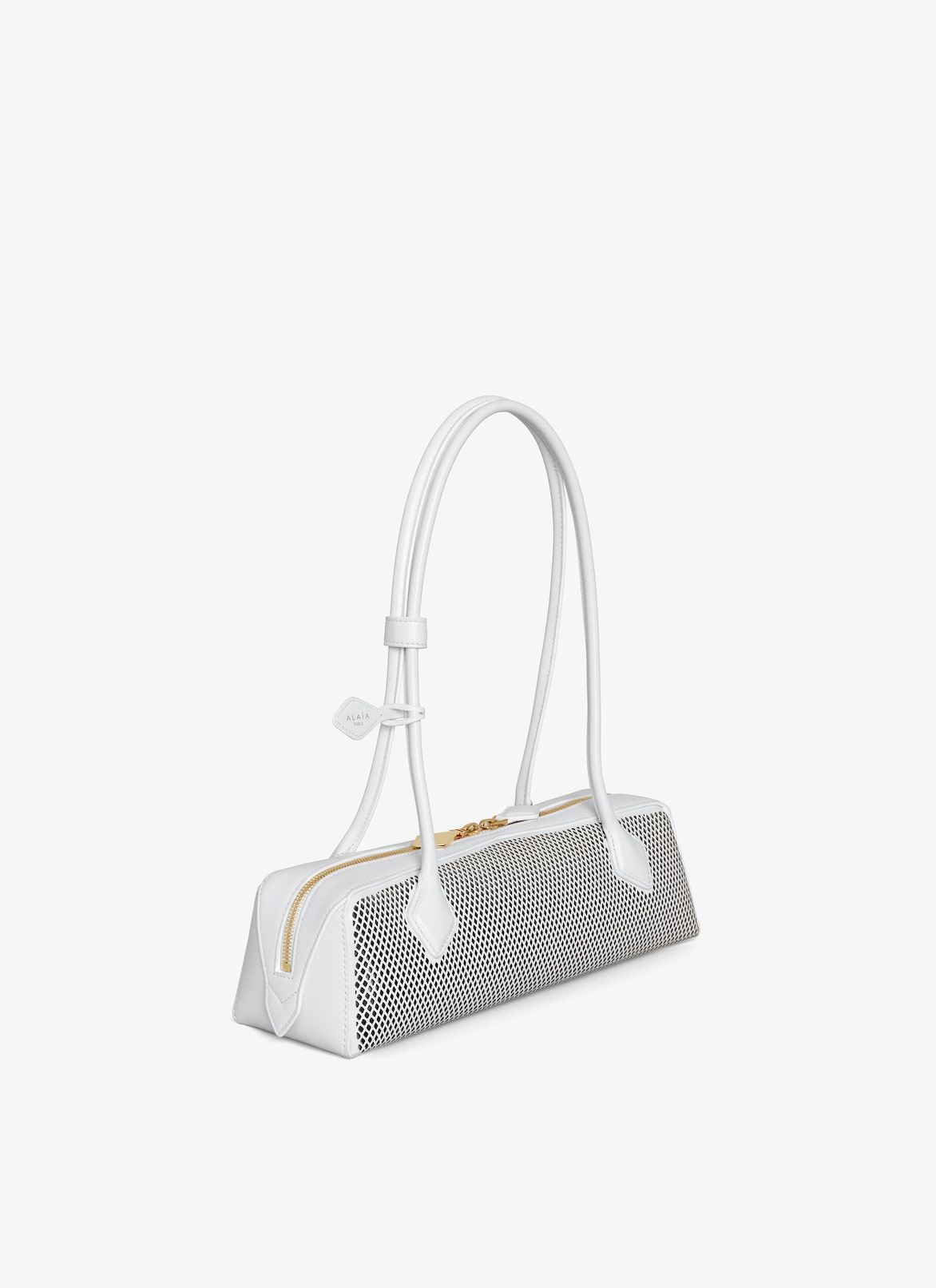 LE TECKEL MEDIUM BAG IN PERFORATED LEATHER ALAÏA OPTIC WHITE LE TECKEL MEDIUM BAG IN PERFORATED LEATHER